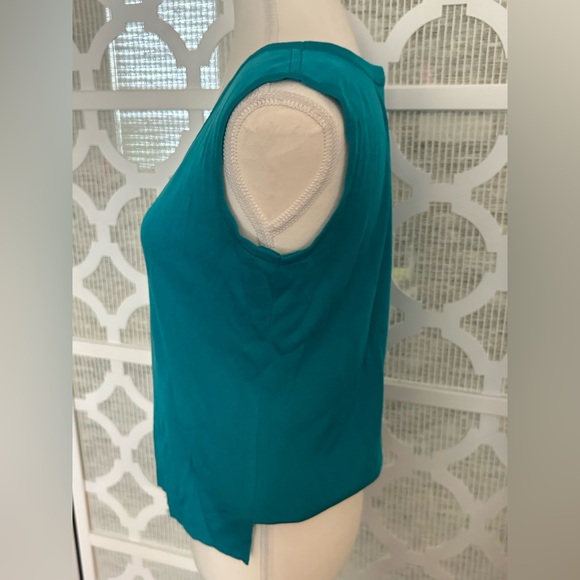 Ming Wang Turquoise Sleeveless Tank Top Medium Knit Aqua Blue Designer Sweater - Picture 5 of 10